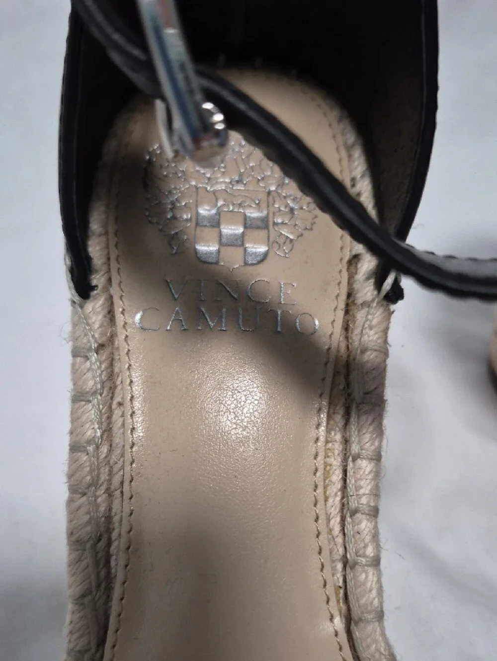 Vince Camuto Black Espadrille Wedge Sandals with Ankle Strap 8